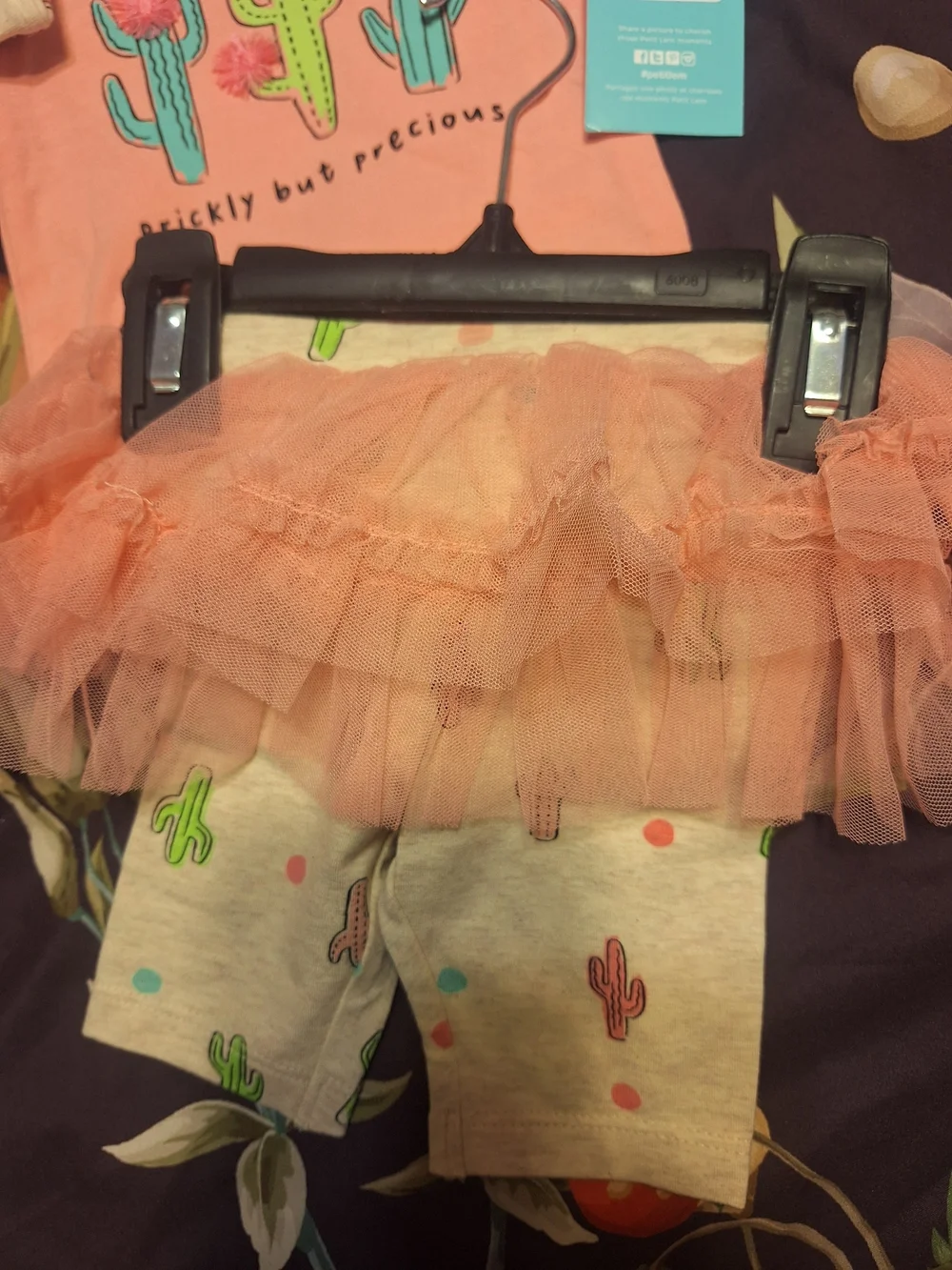 Petit Lem Peach Cactus Bodysuit with Tutu Accent